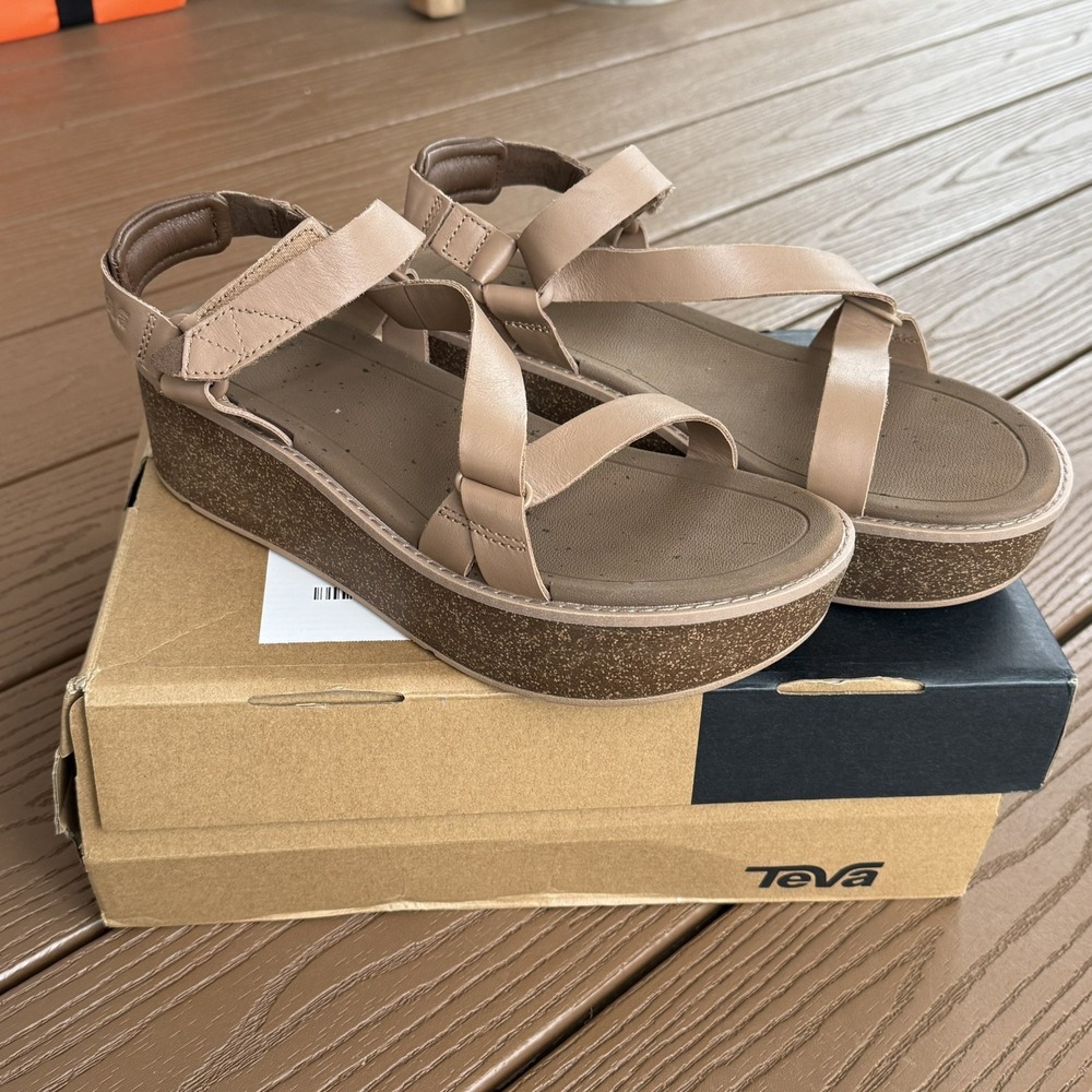 Teva Madera Wedge Women's Tey Brown Tan Platform Sandals 1151015 Sz 10 New